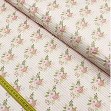 Tecido Estampado para Patchwork - Shabby: Floral Listras Rosa (0,50X1,40)