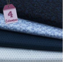 Kit de Tecido Combinadinhos Tons de Azul (50x150) - 4 Estampas
