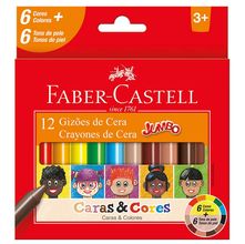 Gizão de Cera Jumbo Caras & Cores Faber-Castell - 6+6 Cores