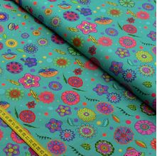 Tecido Estampado para Patchwork - Flowers by Marina Landi: Fundo Acqua ML003 (0,50x1,50)