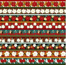 Tecido Estampado para Patchwork - Natal: Poinsétia Barras (0,50x1,40)