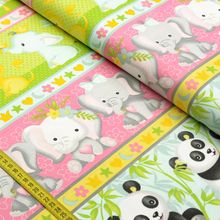 Tecido Estampado para Patchwork - Safari Baby Faixas (0,50x1,50)