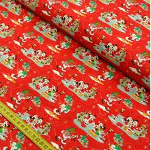 Tecido Tricoline Natal Disney: Mickey e Minnie Vermelho (0,50X1,50)