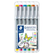 Caneta Fineliner Pigment Liner Color 0.5mm Staedtler - 6 cores