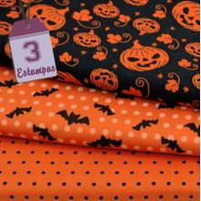 Kit de Tecido Halloween Laranja (30x70) 3 Estampas