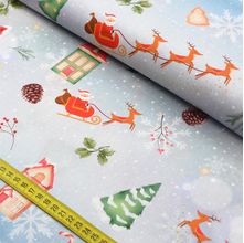 Tecido Estampado para Patchwork - Natal: Trenó Papai Noel (0,50X1,40)