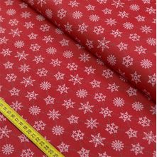 Tecido Estampado para Patchwork - Natal: Flocos de Neve Vermelho (0,50x1,40)