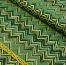 Tecido Estampado para Patchwork - Natal: Chevron Verde com Dourado (0,50X1,40)