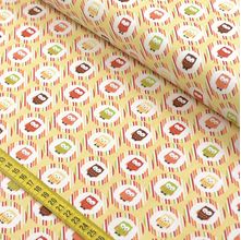 Tecido Estampado para Patchwork - Corujas: Corujas com Riscas Fundo Amarelo (0,50X1,40)