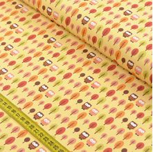 Tecido Estampado para Patchwork - Corujas: Corujas e Árvores Creme (0,50X1,40)