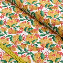 Tecido Estampado para Patchwork - Natal: Azevinho com Laranja (0,50X1,40)