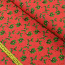 Tecido Estampado para Patchwork - Natal: Holly Pequeno Fundo Vermelho (0,50x1,40)