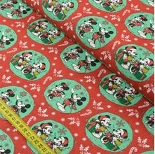 Tecido Tricoline Natal Disney: Mickey e Minnie Christmas (0,50X1,50)