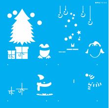 Stencil Opa 30,5 x 30,5 cm - Árvore de Natal e Pinguim - 3008