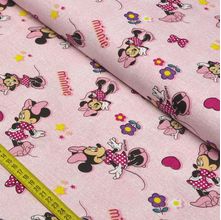 Tecido Estampado para Patchwork - Coleção Disney Minnie Fundo Rosa (0,50x1,50)