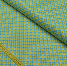 Tecido Estampado para Patchwork - Fazendinha: Xadrez Azul Cor 4 (0,50x1,50)