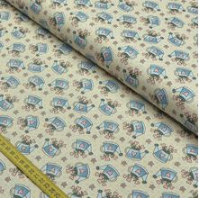 Tecido Estampado para Patchwork - Garden: Mini Regadores Creme (0,50x1,40)