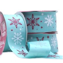 Fita Gorgurão Decore Glitter Floco de Neve Fundo Verde Àgua Claro 38MM 10 Metros - Progresso