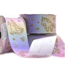 Fita Gorgurão Decore Glitter Unicórnio Fundo Arco Iris 38MM 10 Metros - Progresso