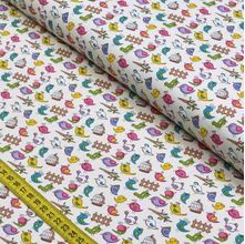 Tecido Estampado para Patchwork - Fofurices: Mini Birds Creme (0,50x1,40)