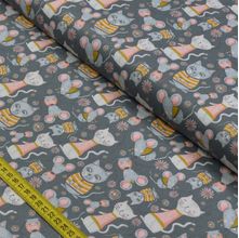 Tecido Estampado para Patchwork - Kitty Garden: Cinza (0,50x1,40)