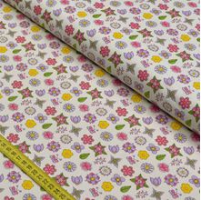 Tecido Estampado para Patchwork - Fofurices: Mini Flower Creme (0,50x1,40)