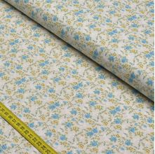 Tecido Estampado para Patchwork - Rosinhas: Creme com Azul (0,50x1,40)