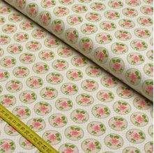 Tecido Estampado para Patchwork - Shabby Chic Creme: Rosinhas no Círculo (0,50x1,40)