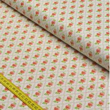 Tecido Estampado para Patchwork - Shabby Chic Creme: Rosinhas na Moldura (0,50x1,40)