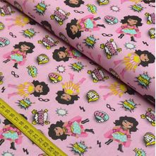 Tecido Estampado para Patchwork - Estilotex Luxo: Super Girl Cor 01 (0,50x1,50)