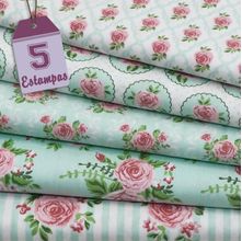 Kit de Tecido Shabby Chic Acqua (30x70) 5 Estampas