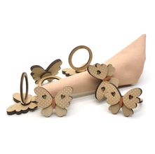 Porta Guardanapo Mesa Borboleta Bege - 6 Unidades