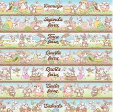 Tecido Estampado para Patchwork - Páscoa Semaninha Coelinho Cor 2403 (0,60x1,40)
