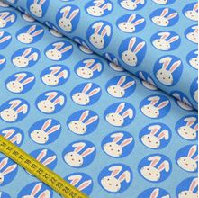 Tecido Estampado para Patchwork - Páscoa: Coelhos Fundo Azul (0,50x1,40)