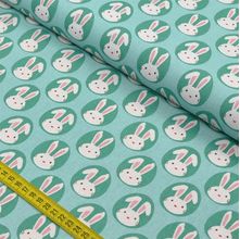 Tecido Estampado para Patchwork - Páscoa: Coelhos Fundo Verde (0,50x1,40)