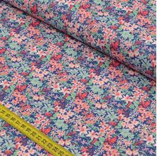 Tecido Estampado para Patchwork - Fiori: Flores Misturadas Fundo Marinho (0,50x1,40)