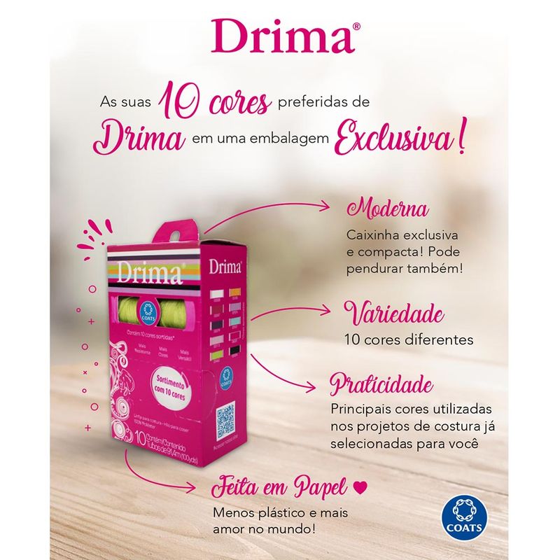 Linha de Costura Drima Kit Colorido com 10 unidades