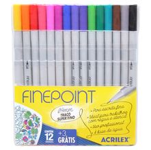 Caneta Finepoint Acrilex - 15 Cores
