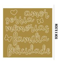 Aplique Acrílico: Palavras: Amor, Sorria, Memórias, Família, Felicidade - APA-001