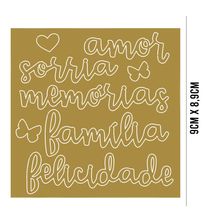 Aplique Acrílico: Palavras: Amor, Sorria, Memórias, Família, Felicidade - APA-001