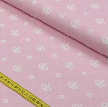 Tecido Estampado para Patchwork - Essentials Coroa Grande Fundo Rosa Bebê (0,50x1,50)