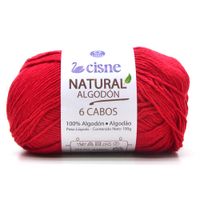 Fio Cisne Natural Algodón 6 Cabos 100g - 100% Algodão 00046 - vermelho