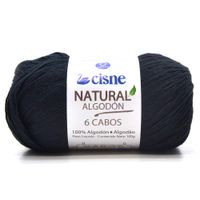 Fio Cisne Natural Algodón 6 Cabos 100g - 100% Algodão Preto