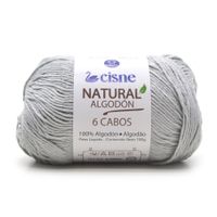 Fio Cisne Natural Algodón 6 Cabos 100g - 100% Algodão 01080 - cinza