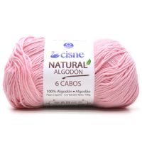 Fio Cisne Natural Algodón 6 Cabos 100g - 100% Algodão 00048 - rosa bebê