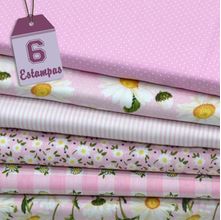 Kit de Tecido Miss Daisy Rosa (0,50x1,50) 6 Estampas
