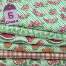 Kit de Tecido Frutas: Melancia e Laranja (30x70) 6 Estampas