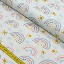 Tecido Estampado para Patchwork - Arco Íris: Arco Íris Grande Azul Claro (0,50x1,40)