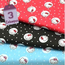 Kit de Tecido Hello Kitty Dots (0,50x1,50) 3 Estampas