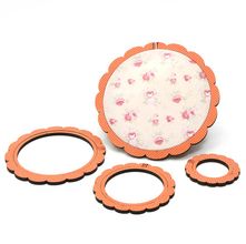 Kit 4 Bastidores Moldura em MDF Decorado - Floral Laranja Poá